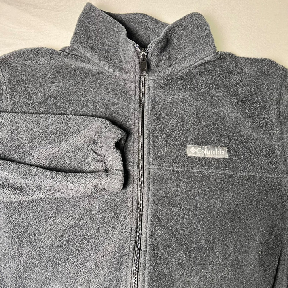 Columbia Mens Fleece Jacket Charcoal Gray Full Zip Mock Neck Large